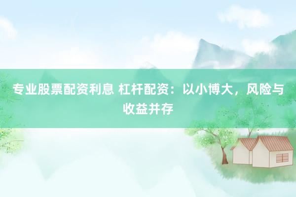 专业股票配资利息 杠杆配资：以小博大，风险与收益并存