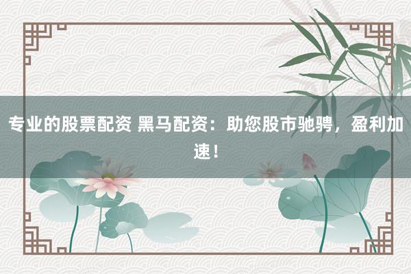 专业的股票配资 黑马配资：助您股市驰骋，盈利加速！