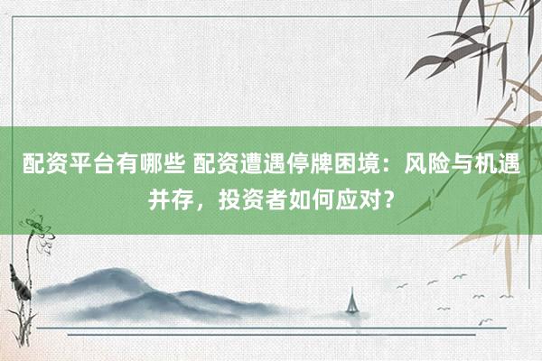 配资平台有哪些 配资遭遇停牌困境：风险与机遇并存，投资者如何应对？