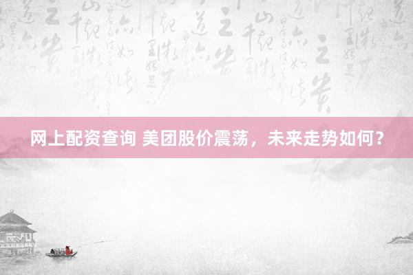 网上配资查询 美团股价震荡，未来走势如何？