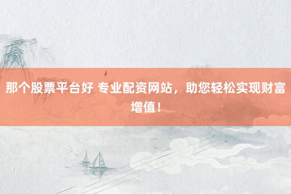 那个股票平台好 专业配资网站，助您轻松实现财富增值！