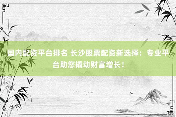 国内配资平台排名 长沙股票配资新选择：专业平台助您撬动财富增长！