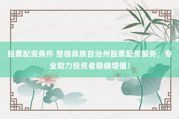 股票配资条件 楚雄彝族自治州股票配资服务，专业助力投资者稳健增值！