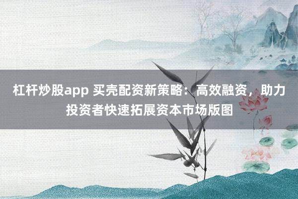 杠杆炒股app 买壳配资新策略：高效融资，助力投资者快速拓展资本市场版图
