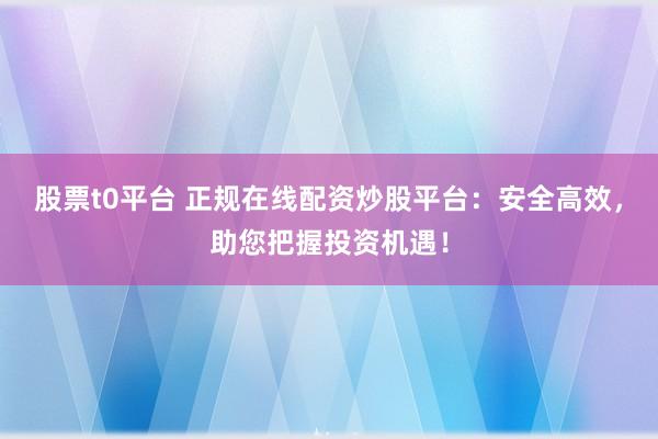 股票t0平台 正规在线配资炒股平台：安全高效，助您把握投资机遇！