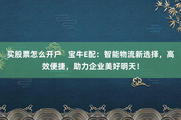 买股票怎么开户 宝牛E配:智能物流新选择,高效便捷,助力企业美好明天!