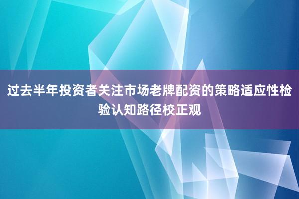 过去半年投资者关注市场老牌配资的策略适应性检验认知路径校正观