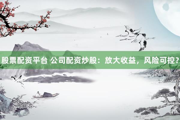 股票配资平台 公司配资炒股：放大收益，风险可控？